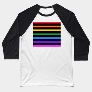 Black and rainbow stripes - horizontal Baseball T-Shirt